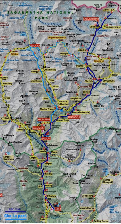 Cho La pass Trek map